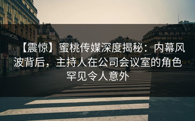 【震惊】蜜桃传媒深度揭秘：内幕风波背后，主持人在公司会议室的角色罕见令人意外