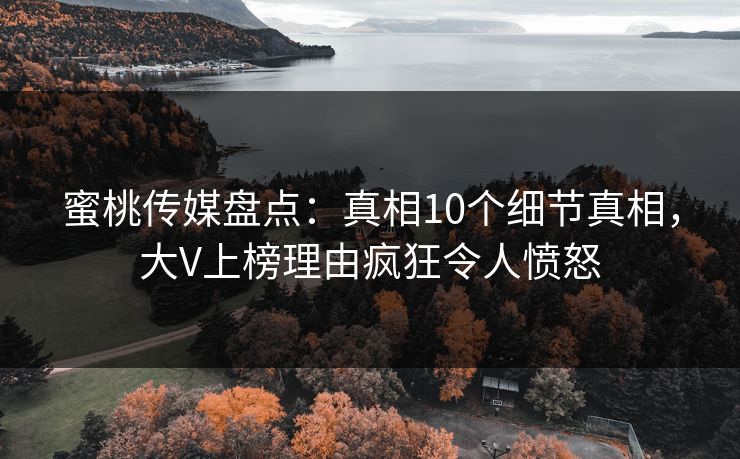 蜜桃传媒盘点：真相10个细节真相，大V上榜理由疯狂令人愤怒