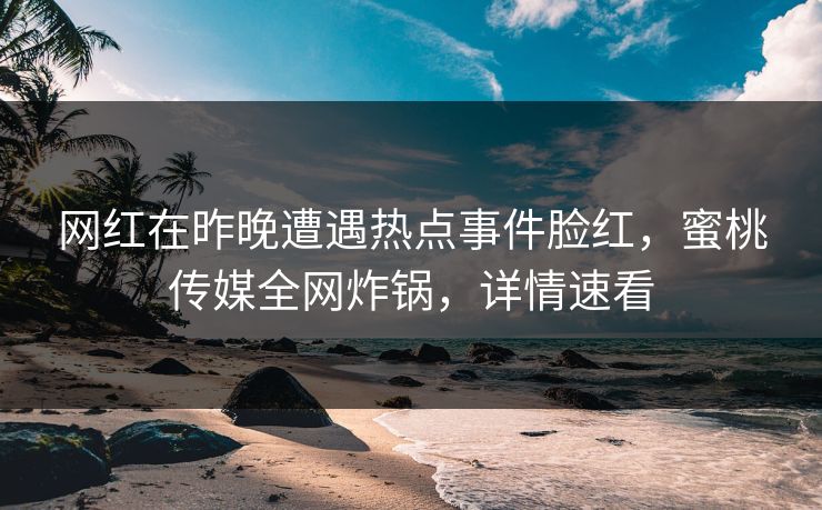 网红在昨晚遭遇热点事件脸红，蜜桃传媒全网炸锅，详情速看