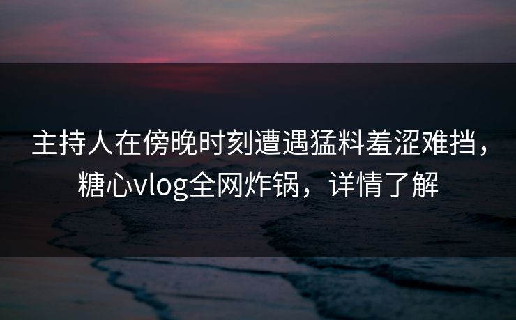 主持人在傍晚时刻遭遇猛料羞涩难挡，糖心vlog全网炸锅，详情了解