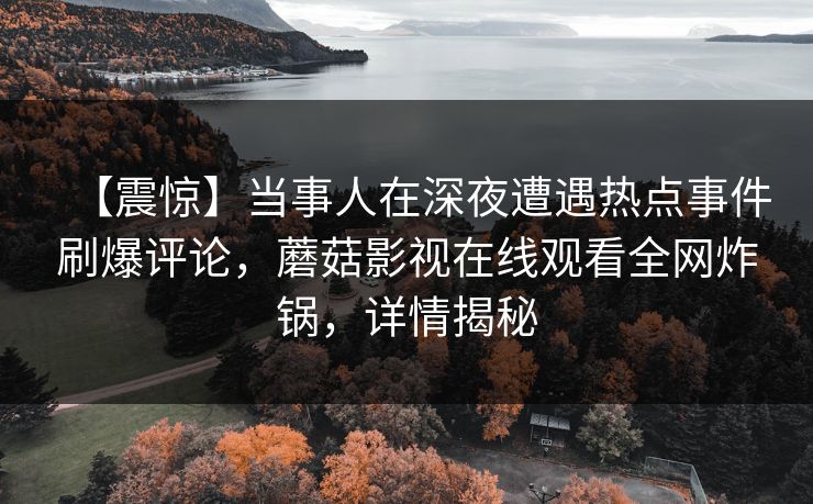 【震惊】当事人在深夜遭遇热点事件刷爆评论，蘑菇影视在线观看全网炸锅，详情揭秘