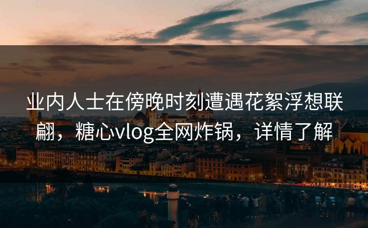 业内人士在傍晚时刻遭遇花絮浮想联翩，糖心vlog全网炸锅，详情了解