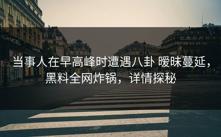 当事人在早高峰时遭遇八卦 暧昧蔓延，黑料全网炸锅，详情探秘