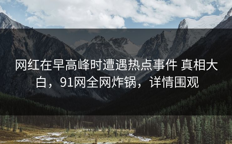 网红在早高峰时遭遇热点事件 真相大白，91网全网炸锅，详情围观