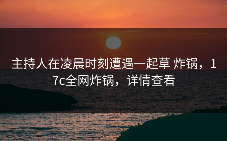 主持人在凌晨时刻遭遇一起草 炸锅，17c全网炸锅，详情查看