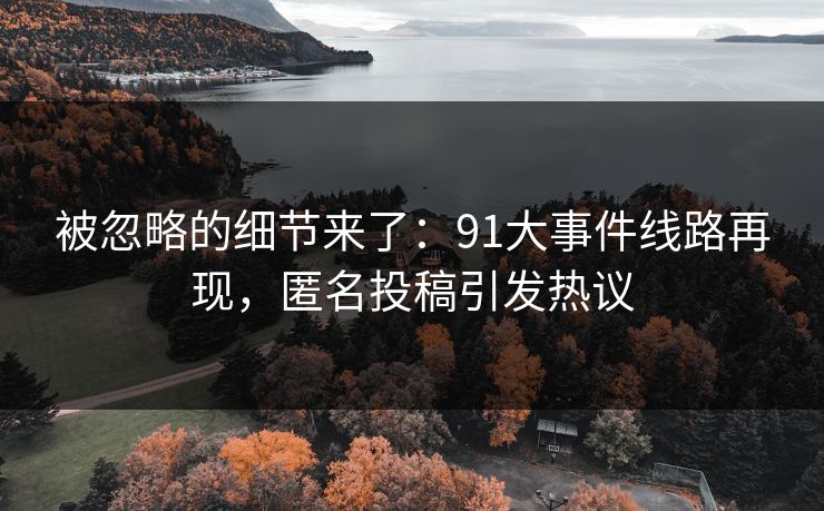 被忽略的细节来了：91大事件线路再现，匿名投稿引发热议